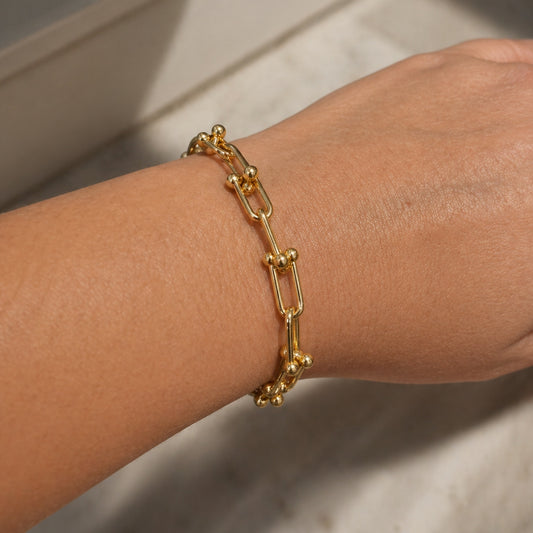 Real Gold GZTF Hardware With Real TF Lock Solid Chain Bracelet 0372 (16 C.M) BR1654