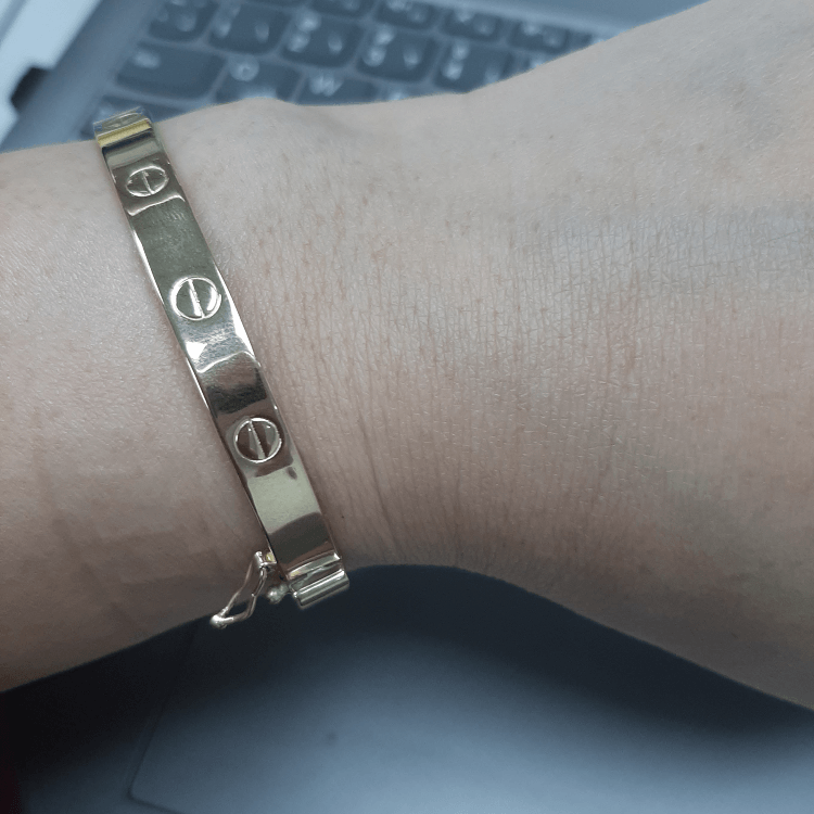 Real Gold Plain Bangle GZJCT0278 - (SIZE 15.5) BA1542
