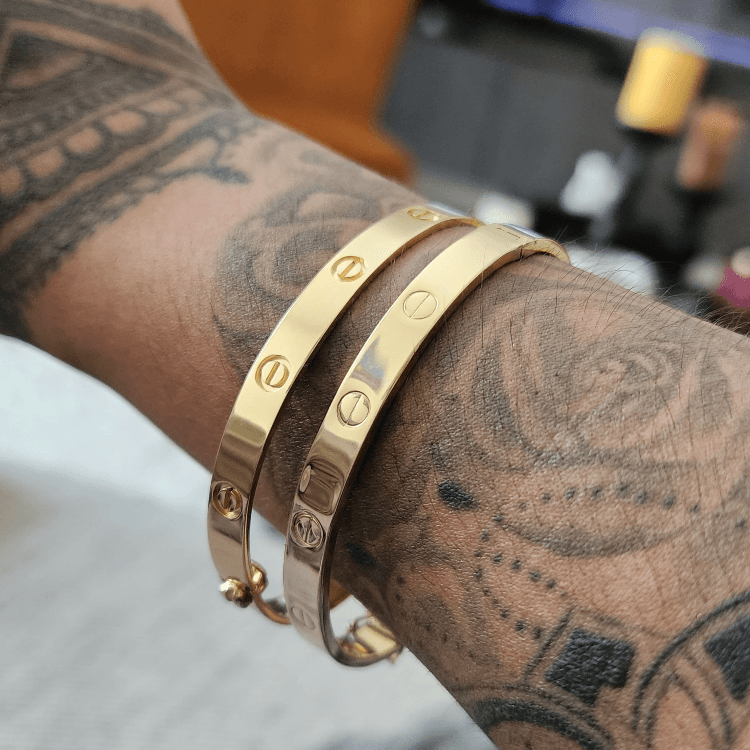 Real Gold Plain Bangle GZJCT0278 - (SIZE 17.5) BA1544