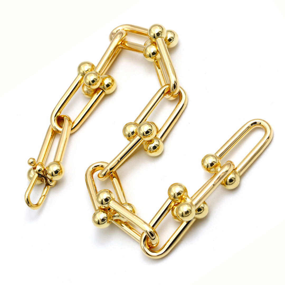 Real Gold GZTF Chunky Heavy Bold Big Hardware Bracelet with Real TF Lock (16-17 cm) 0295-1BL BR1655