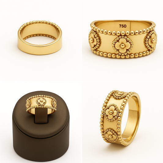 Real Gold Plain Clover Ring (Size 9) - Model GZJVN 1644 R2679