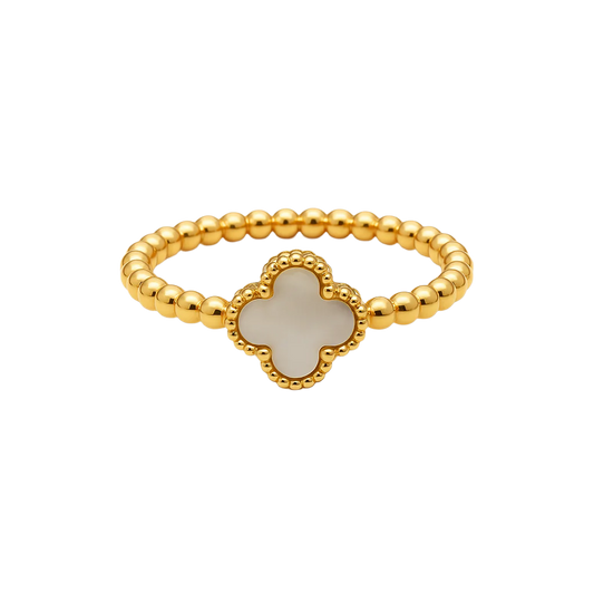 Real Gold Pearl Clover Ring GZJVN 0344/1YZ (Size 5) R2633