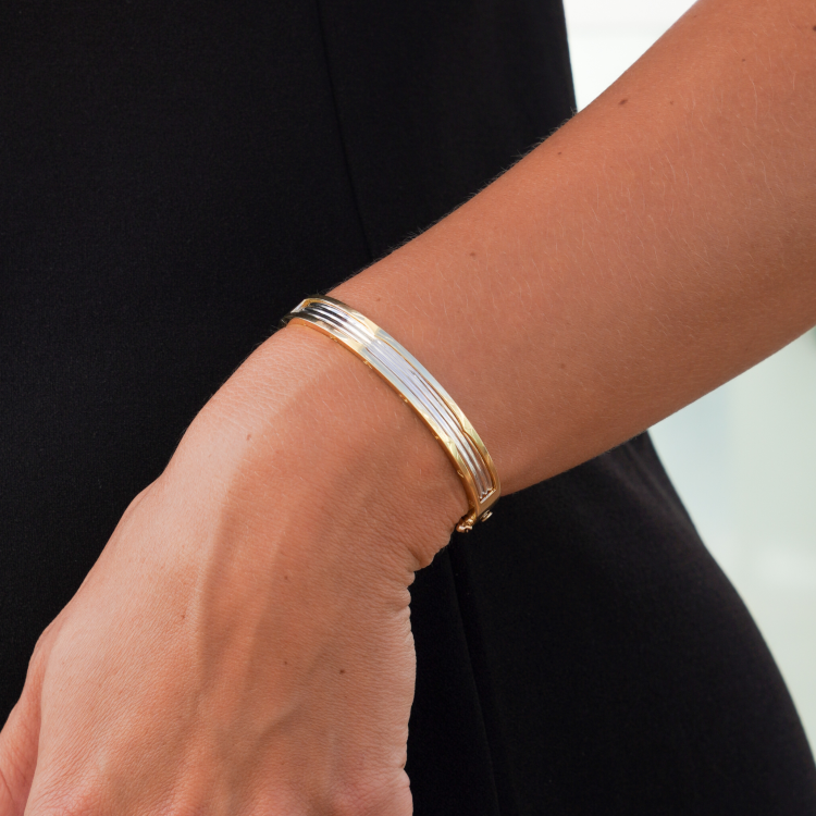 Real Gold GZBV 2 Color Bangle BLZ 0223 (SIZE 18) A BA1356