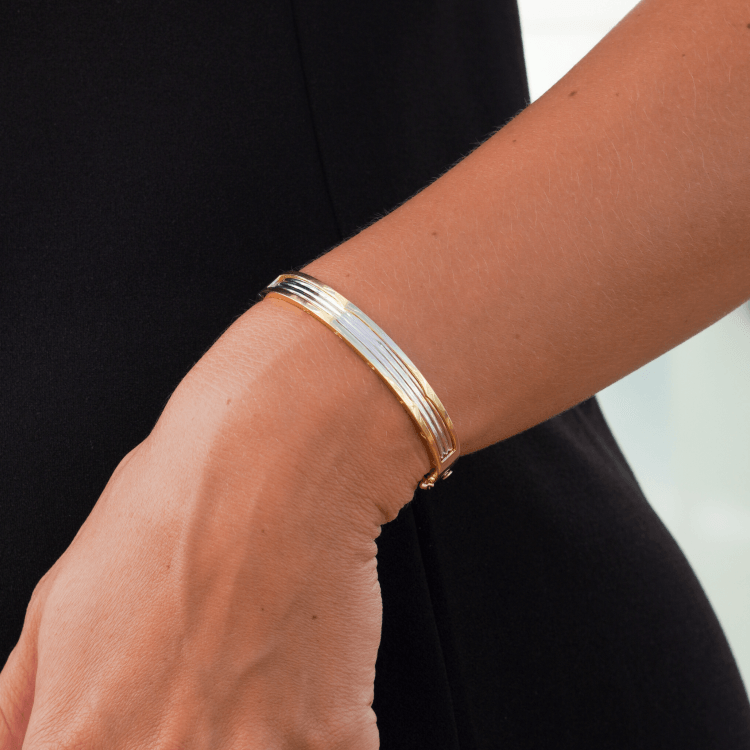 Real Gold GZBV 2 Color Bangle BLZ 0223 (SIZE 13) BA1660