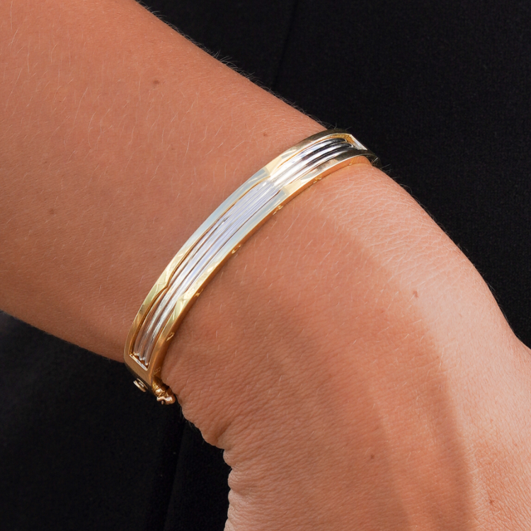 Real Gold GZBV 2 Color Bangle BLZ 0223 (SIZE 18) A BA1356