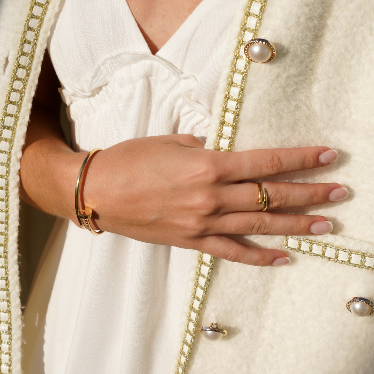 Real Gold GZCR Nail Lock Bangle BLZ 0203 - C (Size 15) BA1392