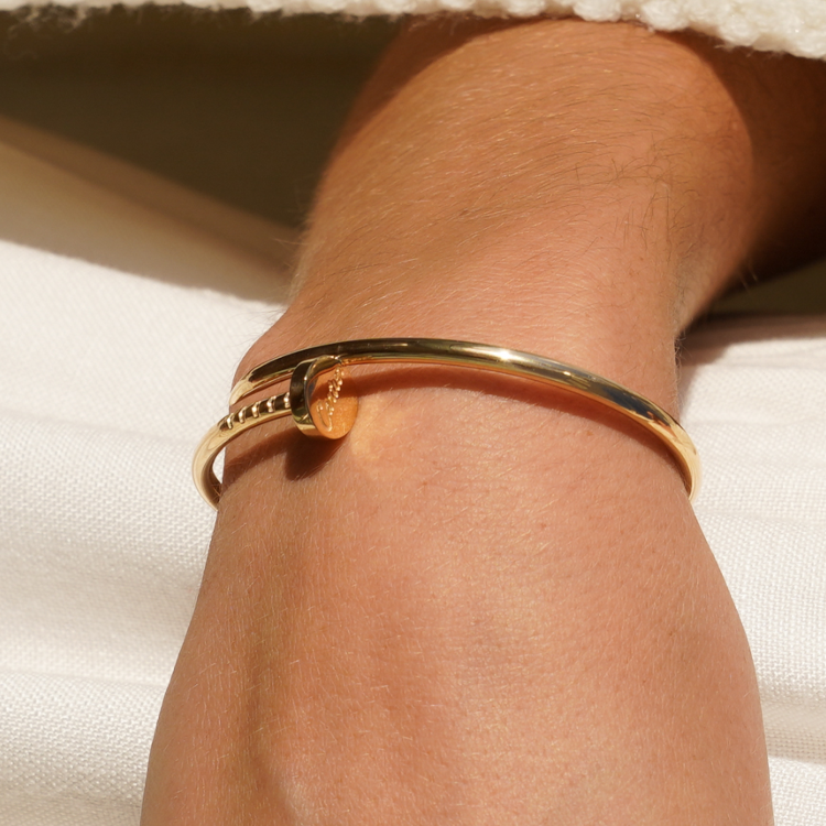 Real Gold GZCR Nail Lock Bangle BLZ 0203 - C (Size 15) BA1392
