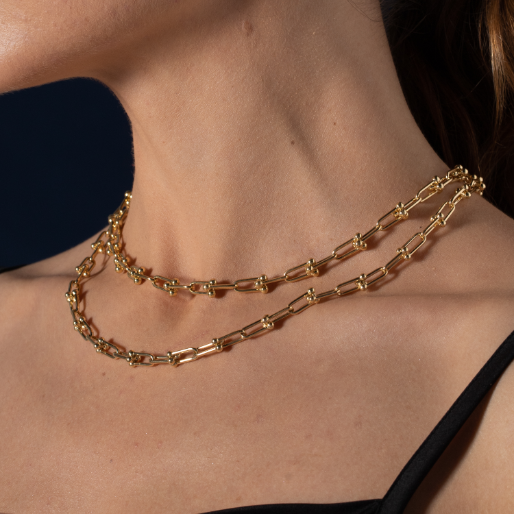 Real Gold GZTF Hardware With Real TF Lock Solid Chain Necklace 0372 (45 C.M) CH1146