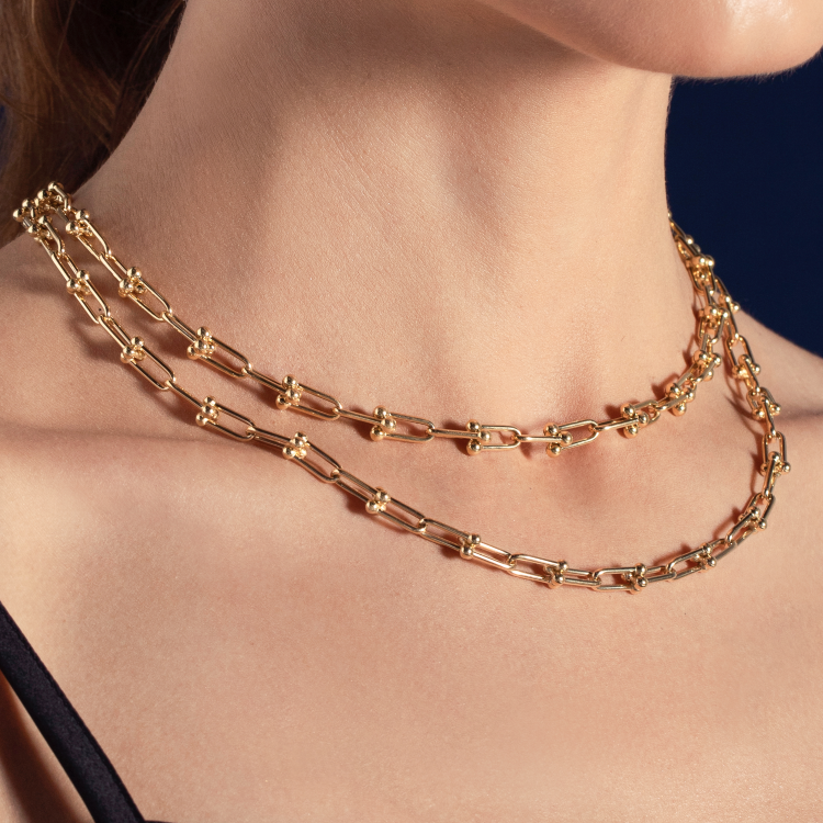 Real Gold GZTF Hardware With Real TF Lock Solid Chain Necklace 0372 (45 C.M) CH1146