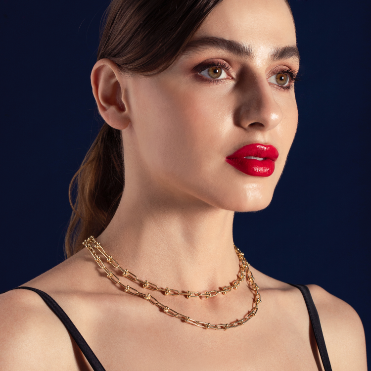 Real Gold GZTF Hardware With Real TF Lock Solid Chain Necklace 0372 (45 C.M) CH1146