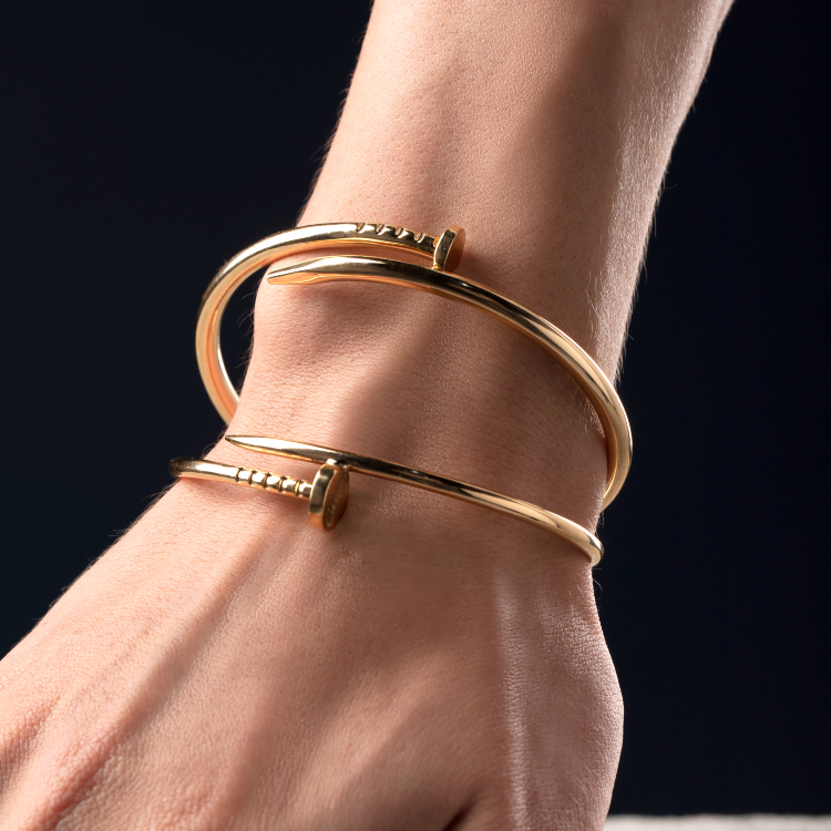 Real Gold GZCR Nail Lock Bangle BLZ 0203 - C (Size 15) BA1392