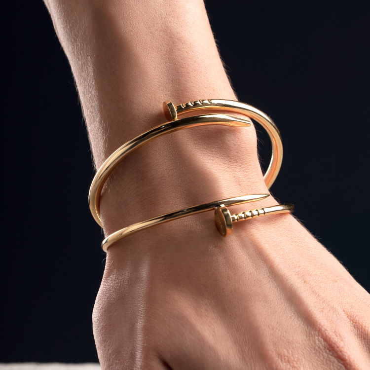 Real Gold GZCR Nail Lock Bangle BLZ 0203 - C (Size 15) BA1392