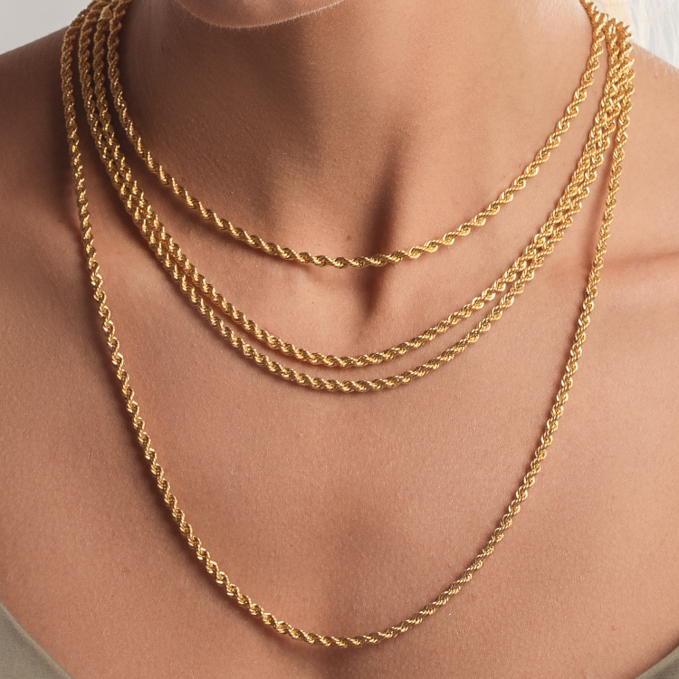Real Gold Solid Thick Rope Men Chain 4 MM 2603 (50 C.M) CH1202