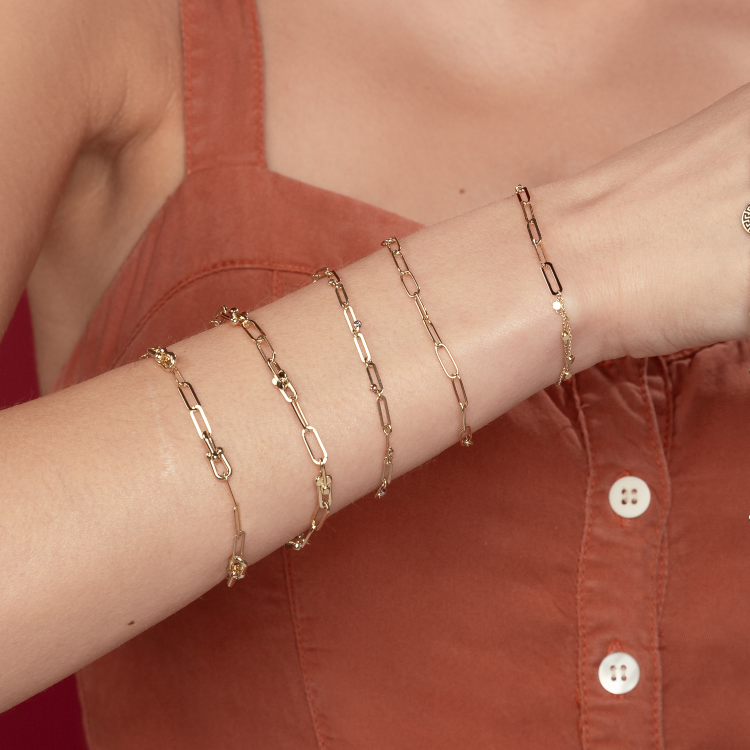 Real Gold GZTF Paper Clip Hardware Adjustable Size Bracelet 4381 BR1522