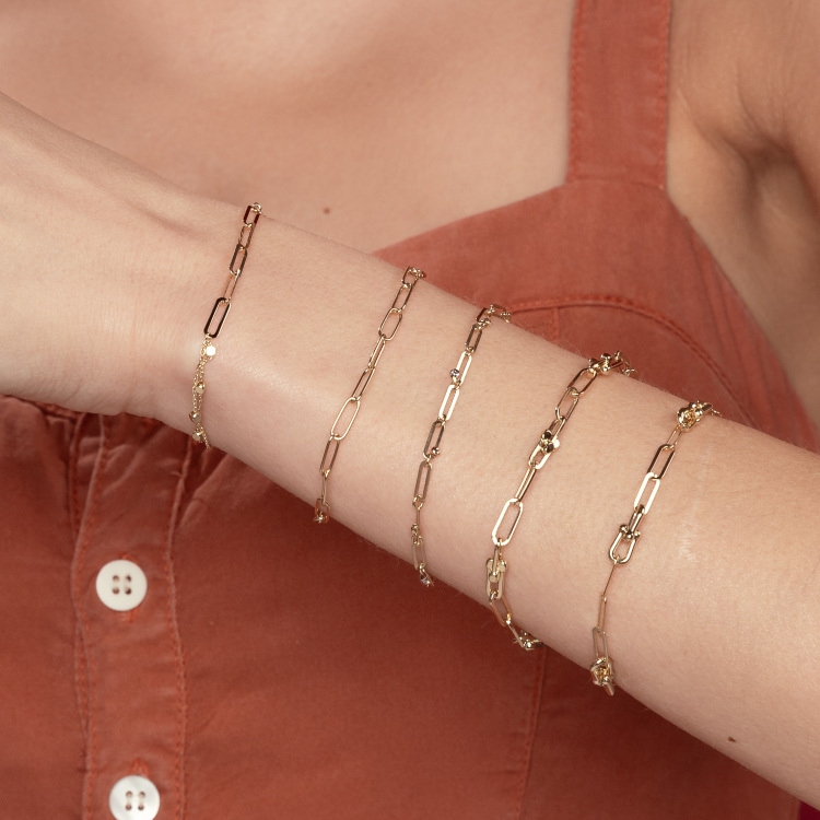 Real Gold GZTF Paper Clip Hardware Adjustable Size Bracelet 4381 BR1522