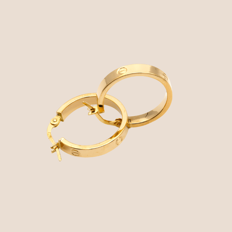 Real Gold Round Medium Clip Earring Set GZJCT5853 E1742