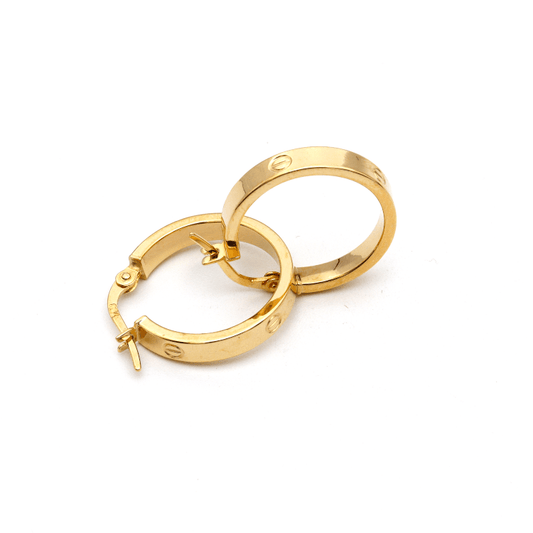 Real Gold Round Medium Clip Earring Set GZJCT5853 E1742