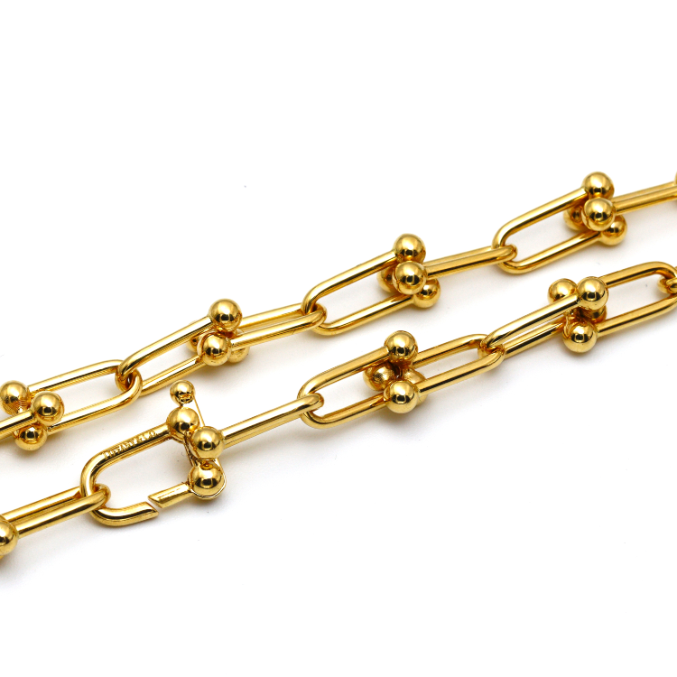 Real Gold GZTF Hardware With Real TF Lock Solid Chain Necklace 0372 (45 C.M) CH1146