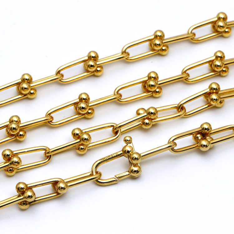 Real Gold GZTF Hardware With Real TF Lock Solid Chain Necklace 0372 (45 C.M) CH1146