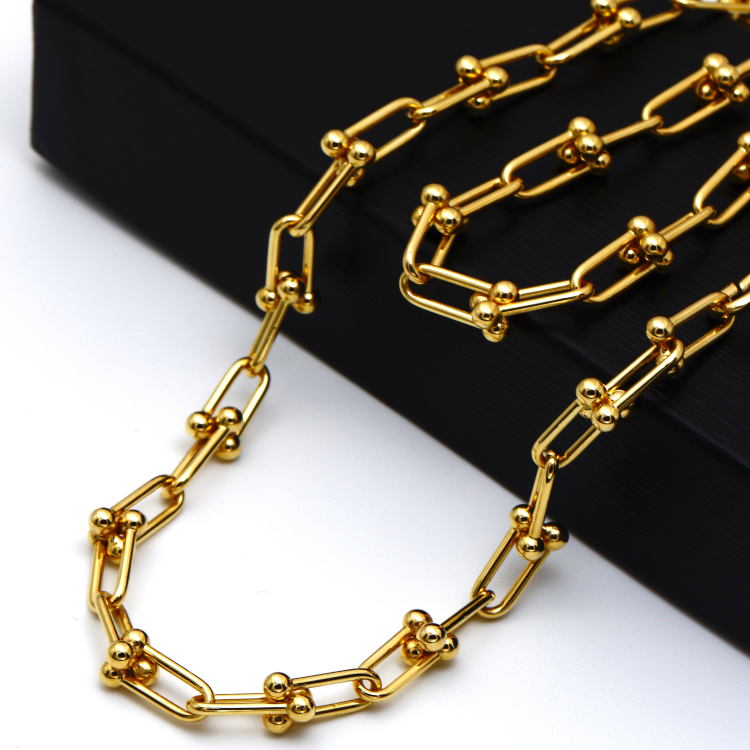 Real Gold GZTF Hardware With Real TF Lock Solid Chain Necklace 0372 (45 C.M) CH1146