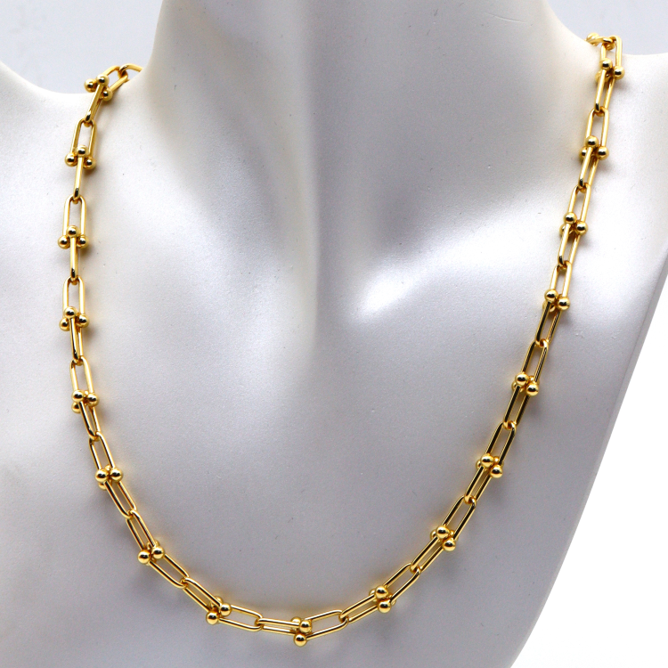 Real Gold GZTF Hardware With Real TF Lock Solid Chain Necklace 0372 (45 C.M) CH1146