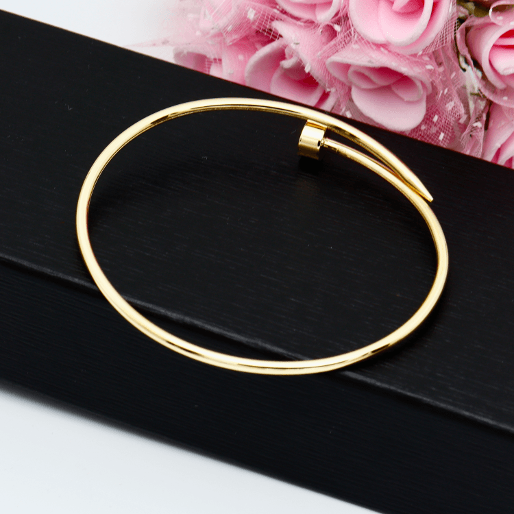 Real Gold Thin Plain Nail Bangle GZJCT0086 - (SIZE 18) BA1565
