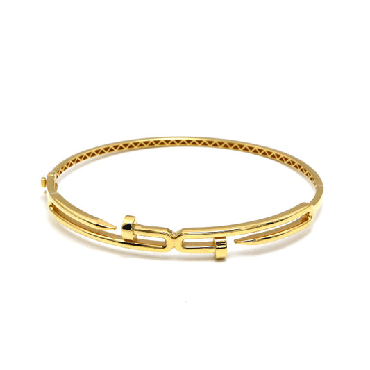 Real Gold Dual Nail Bangle GZJCT BNG1330 (Size 17) BA1646