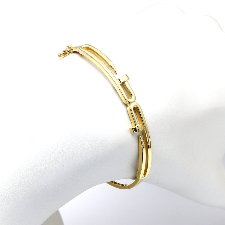 Real Gold Dual Nail Bangle GZJCT BNG1330 (Size 18) BA1645