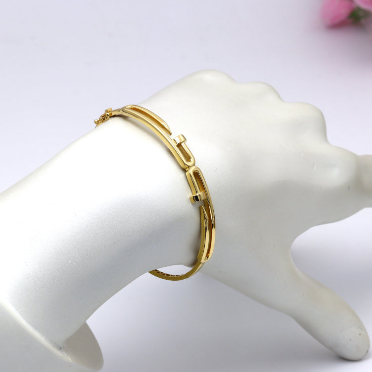 Real Gold Dual Nail Bangle GZJCT BNG1330 (Size 17) BA1646