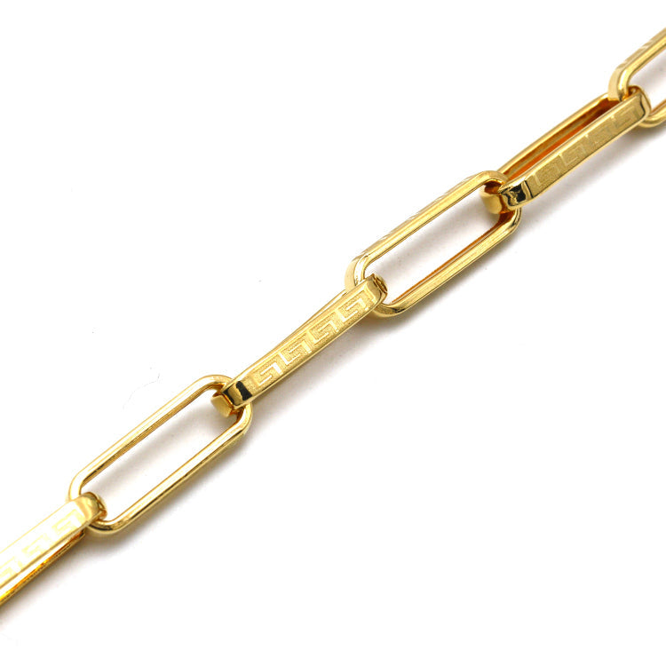 Real Gold Maze Hoop Paper Clip Bracelet CVB 0502-1BL (17 CM) BR1813