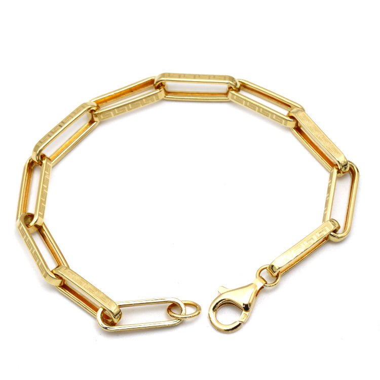 Real Gold Maze Hoop Paper Clip Bracelet CVB 0502-1BL (17 CM) BR1813