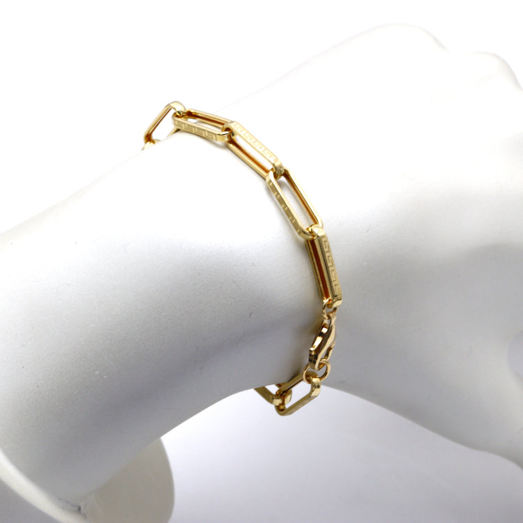 Real Gold Maze Hoop Paper Clip Bracelet CVB 0502-1BL (17 CM) BR1813