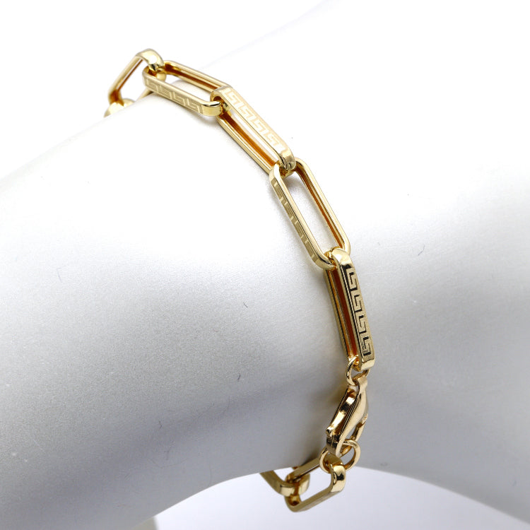 Real Gold Maze Hoop Paper Clip Bracelet CVB 0502-1BL (17 CM) BR1813