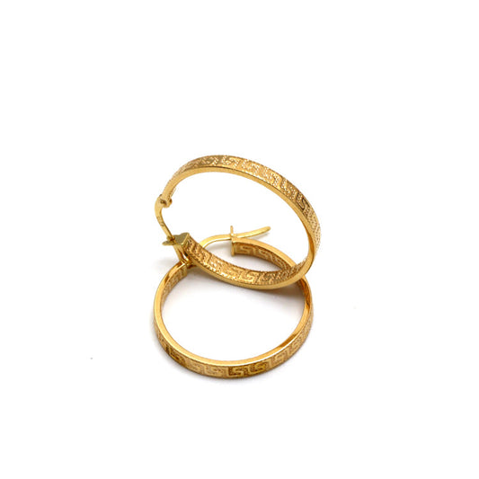 Real Gold Maze Hoop Round Clip Earring Set - Model 6320 E1948