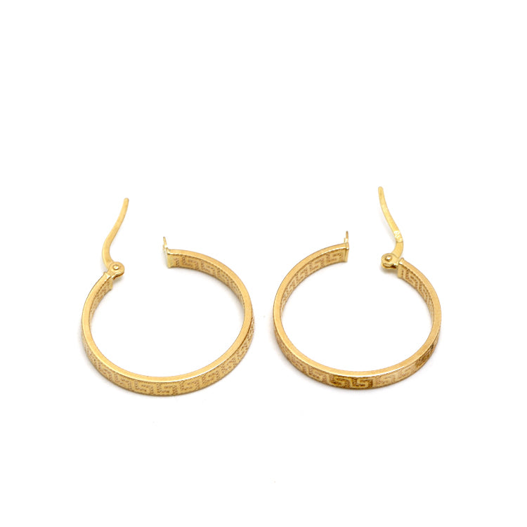 Real Gold Maze Hoop Round Clip Earring Set - Model 6320 E1948