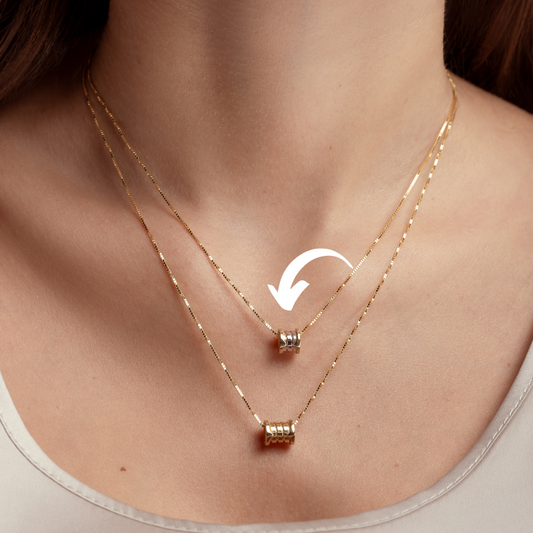 Real Gold GZBV 2 Color Small Round Roller Pendant with Box Chain 0159-YM B CWP 1872