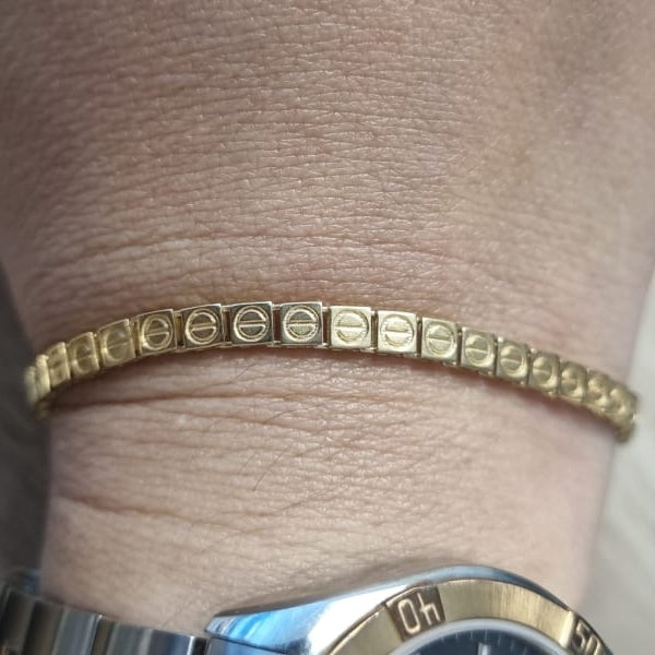 Real Gold Solid Square Chain Bracelet (19 C.M) - Model GZJCT 0564 BR1734