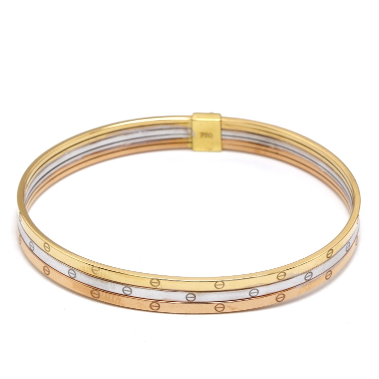 Real Gold Trinity Round Bangle GZJCT BLZ0367-1-3C (Size 13) BA1628