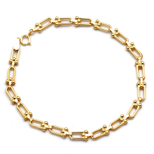 Real Gold GZTF Hardware Solid Textured Chain Bracelet 4725 (17 C.M) BR1637