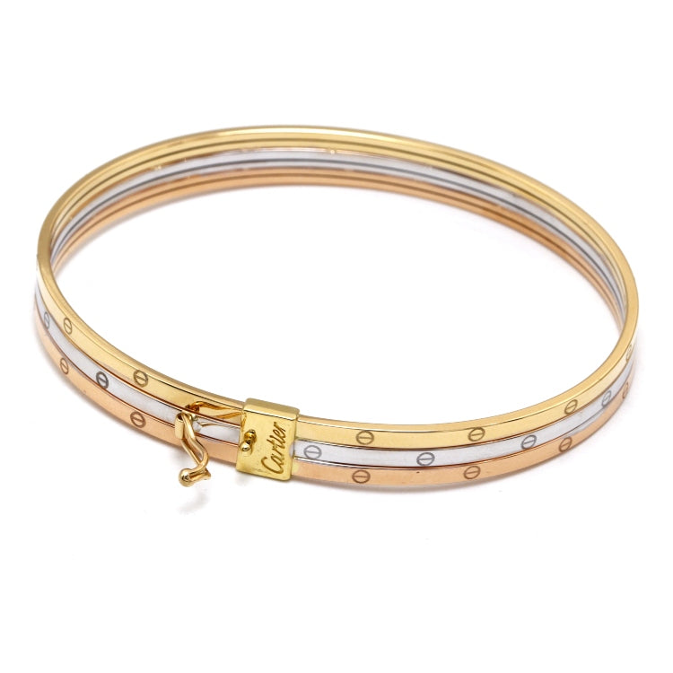 Real Gold Trinity Round Bangle GZJCT BLZ0367-1-3C (Size 13) BA1628