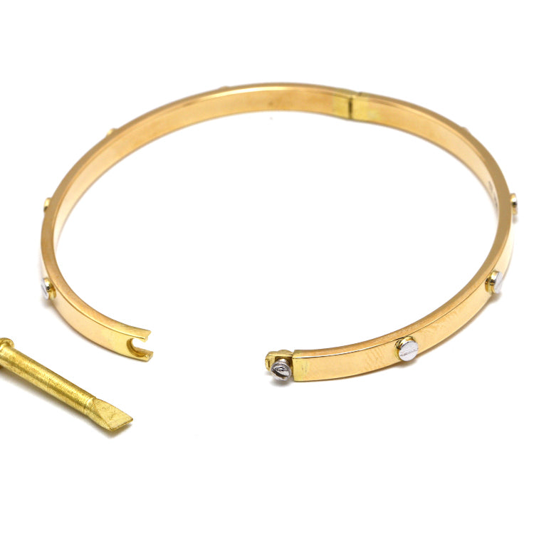 Real Gold 2 Color Solid Screw Bangle GZJCT BLZ0073-1YW (Size 19) BA1630