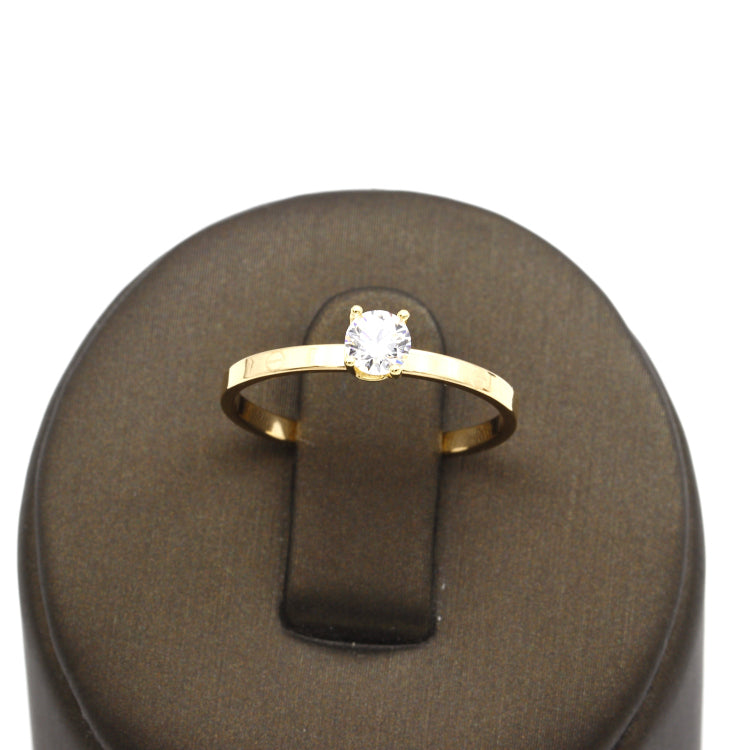 Real Gold GZCR Thin Plain Solitaire Ring (Size 7.5) - Model 0677-2 R2598