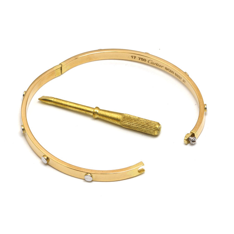 Real Gold 2 Color Solid Screw Bangle GZJCT BLZ0073-1YW (Size 19) BA1630