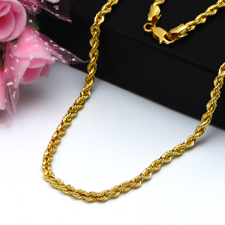 Real Gold Solid Thick Rope Men Chain 4 MM 2603 (45 C.M) CH1203