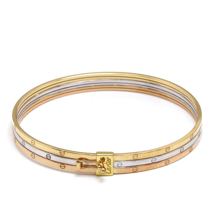 Real Gold Trinity Round Bangle GZJCT BLZ0367-1-3C (Size 13) BA1628