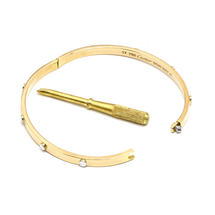 Real Gold 2 Color Solid Screw Bangle GZJCT BLZ0073-1YW (Size 19) BA1630
