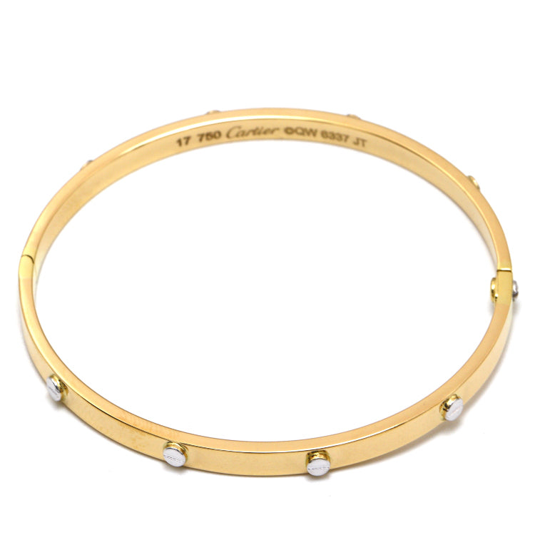 Real Gold 2 Color Solid Screw Bangle GZJCT BLZ0073-1YW (Size 19) BA1630