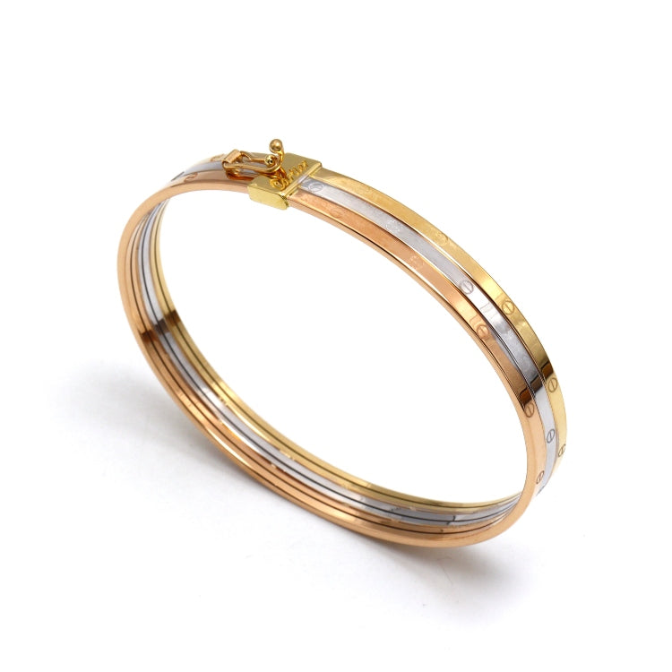 Real Gold Trinity Round Bangle GZJCT BLZ0367-1-3C (Size 13) BA1628