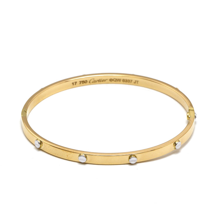 Real Gold 2 Color Solid Screw Bangle GZJCT BLZ0073-1YW (Size 19) BA1630