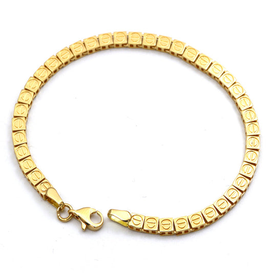 Real Gold Solid Square Chain Bracelet (19 C.M) - Model GZJCT 0564 BR1734